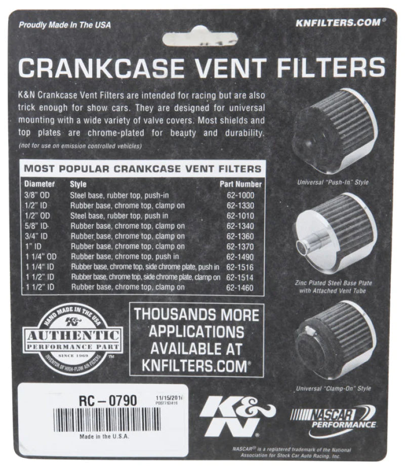 K&N Universal Chrome Filter 1 3/8 inch FLG / 2 - RC-0790