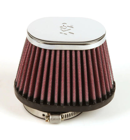 K&N Uni Chrome Oval Tapered Filter 2.125in FlgID x 4inB - RC-0981