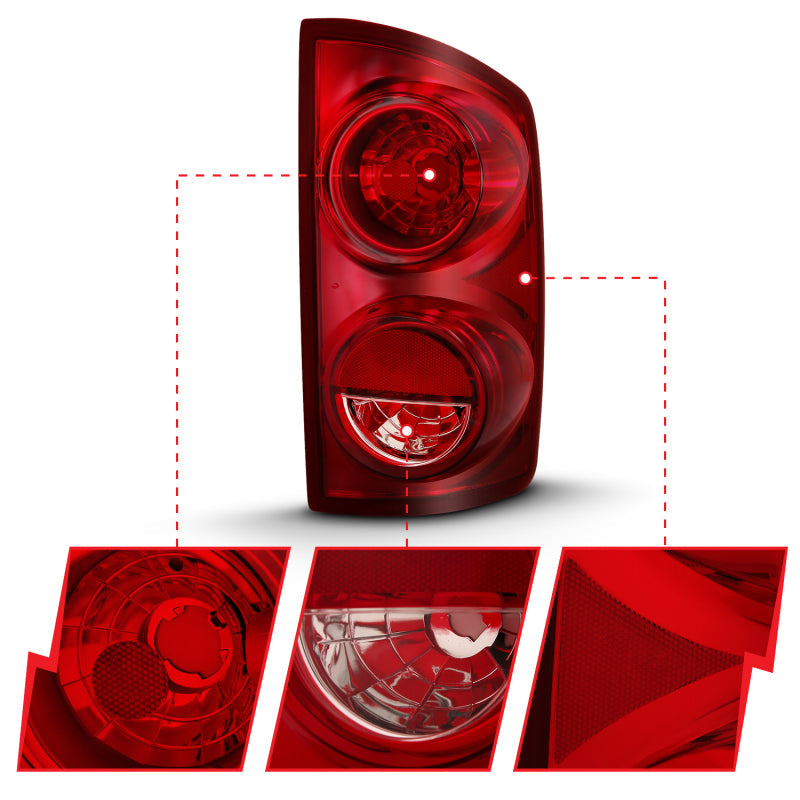 ANZO 2007-2009 Dodge Ram 1500 Tail Light Red Lens (OE) - 311309