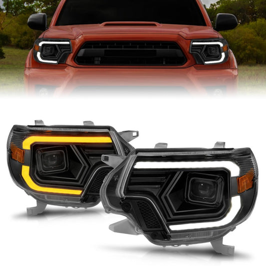 ANZO 12-15 Toyota Tacoma Projector Headlights - w/ Light Bar - 111556