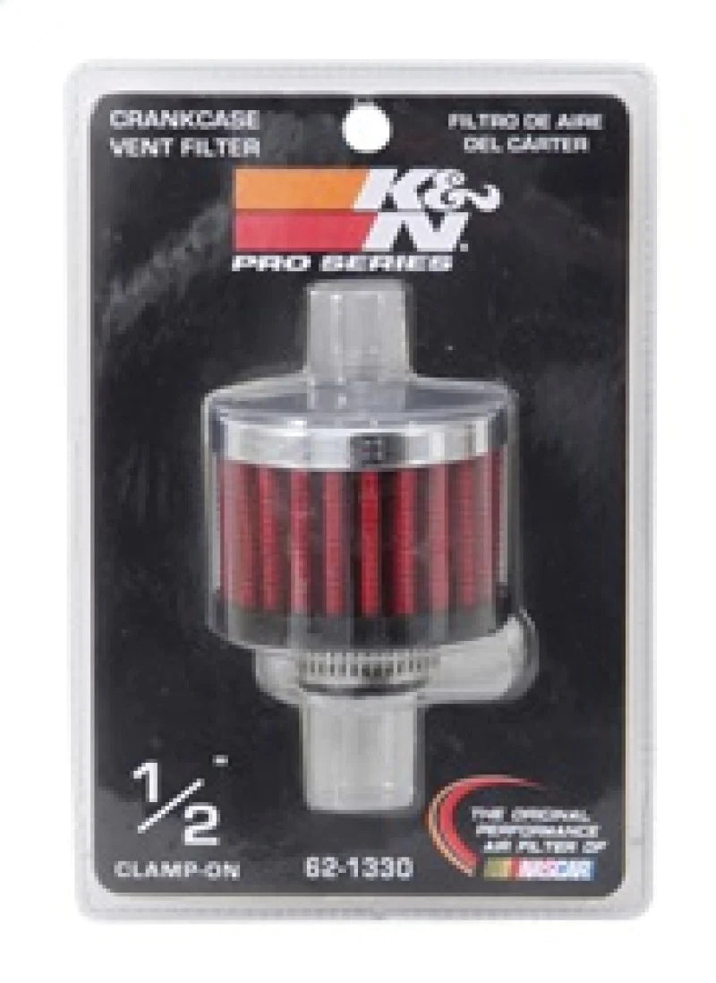 K&N Clamp On Rubber Base Crankcase Vent Filter 0.5in Flange - 62-1330