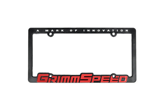 GrimmSpeed License Plate Frame - GrimmSpeed Red Text (Single) - 111051