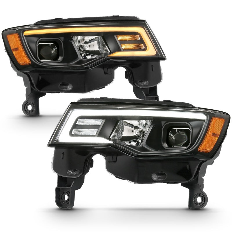 ANZO 2017-2018 Jeep Grand Cherokee Projector Headlights w/ Plank Style - 111419-C-Dub Tech