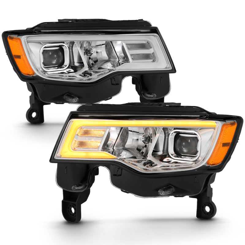 ANZO 2017-2018 Jeep Grand Cherokee Projector Headlights w/ Plank Style - 111419-C-Dub Tech