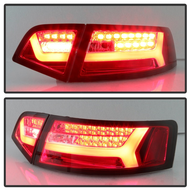 Spyder 09-12 Audi A6 LED Tail Lights - Red Clear - 5085191