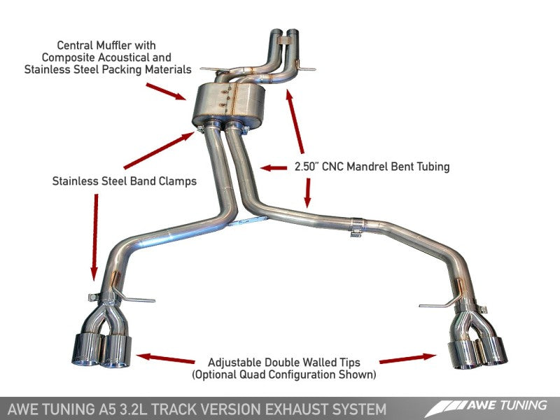 AWE Tuning Audi B8 A5 3.2L Track Edition Exhaust System - 3020-43012-C-Dub Tech