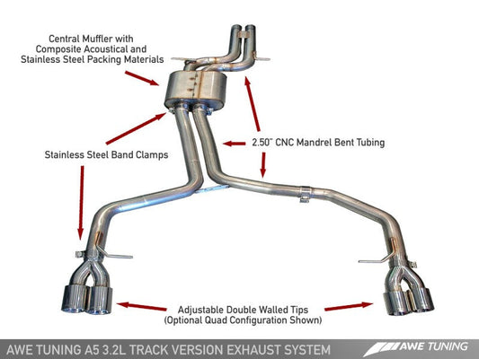 AWE Tuning Audi B8 A5 3.2L Track Edition Exhaust System - 3020-43012-C-Dub Tech