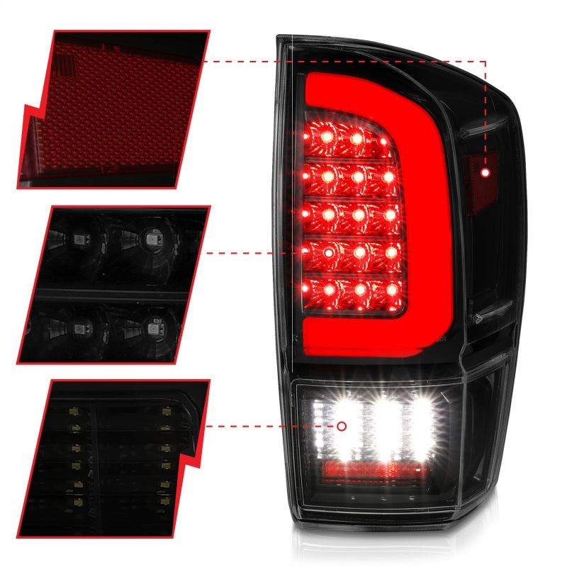 ANZO 16-21 Toyota Tacoma LED Tail Lights - w/ Light - 311401-C-Dub Tech