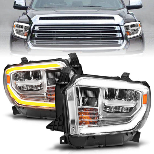 ANZO 2014-2017 Toyota Tundra LED Crystal Headlights w/ Switchback Chrome - 111532