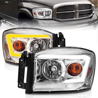 Anzo 06-09 Dodge RAM 1500/2500/3500 Headlights Chrome Housing/Clear Lens (w/Switchback - 111527