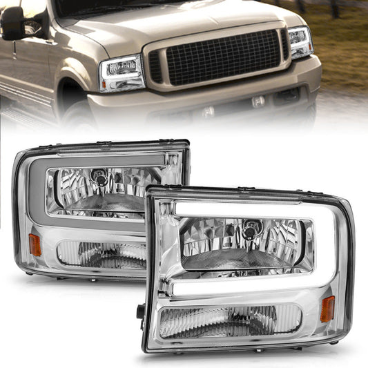 ANZO 99-04 Ford F250/F350/F450/Excursion (excl. 99) Crystal Headlights - w/ - 111550