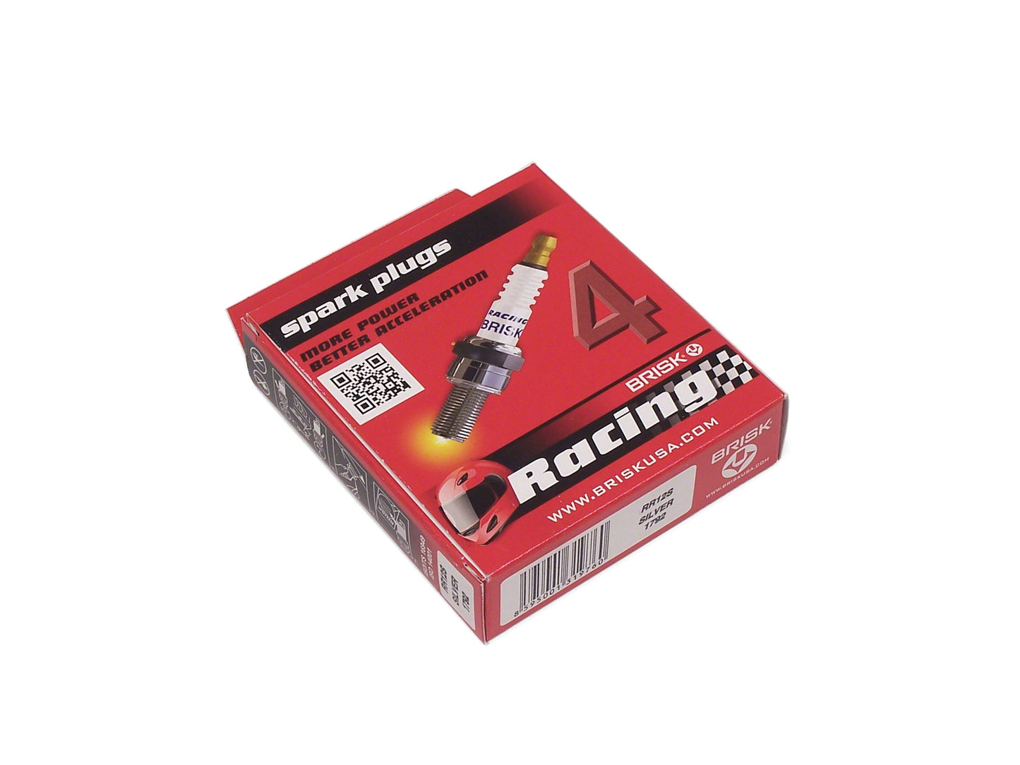 Brisk Silver Racing RR12S Spark Plugs 4 Pack - Ford Focus ST 2013-2018, 2015+ Mustang 2.3L, Focus RS - 2 Step Colder