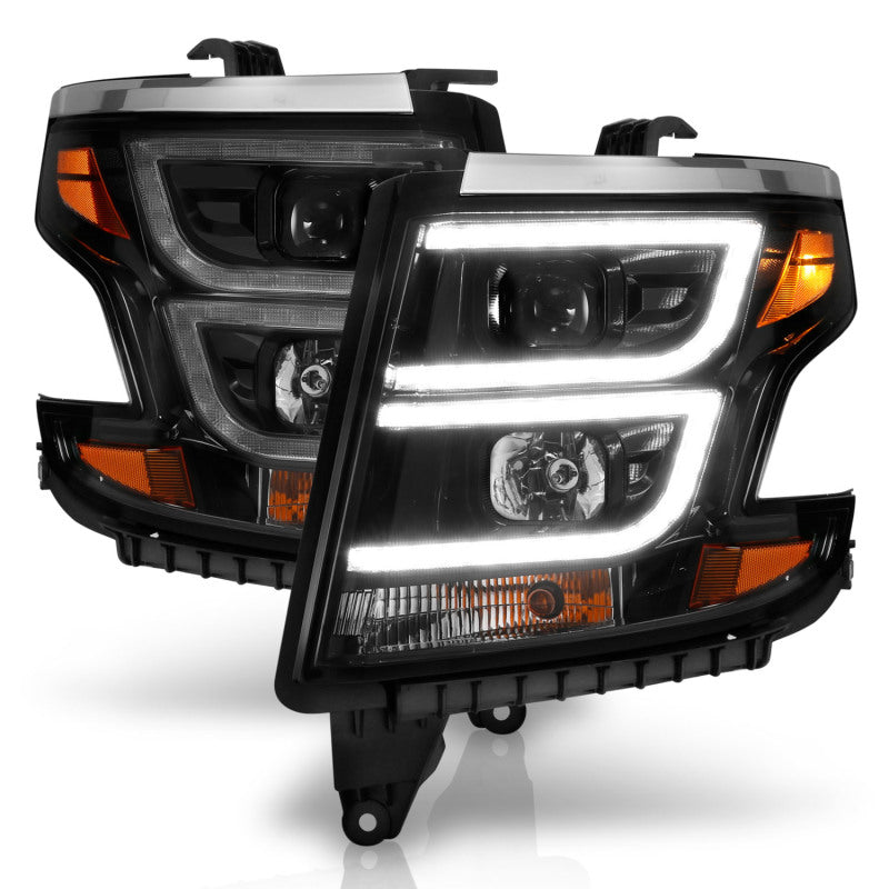 ANZO 2015-2020 Chevy Tahoe Projector Headlights Plank Style Black w/DRL - 111492-C-Dub Tech