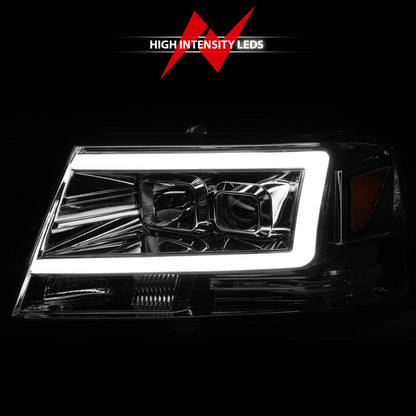 ANZO 2004-2008 Ford  F-150 Projector Headlights w/ Light Bar Chrome - 111542