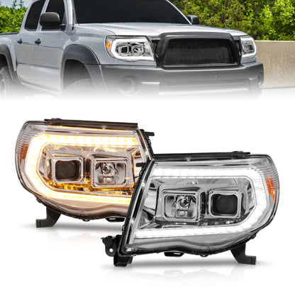 ANZO 05-11 Toyota Tacoma Projector Headlights w/Light Bar Switchback Chrome - 111565-C-Dub Tech