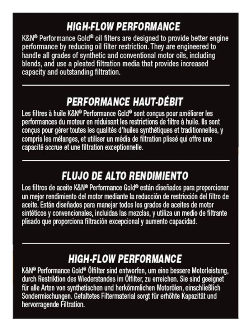 K&N Performance Oil Filter - 14-18 Fiat 500L 1.4L L4 - HP-7041