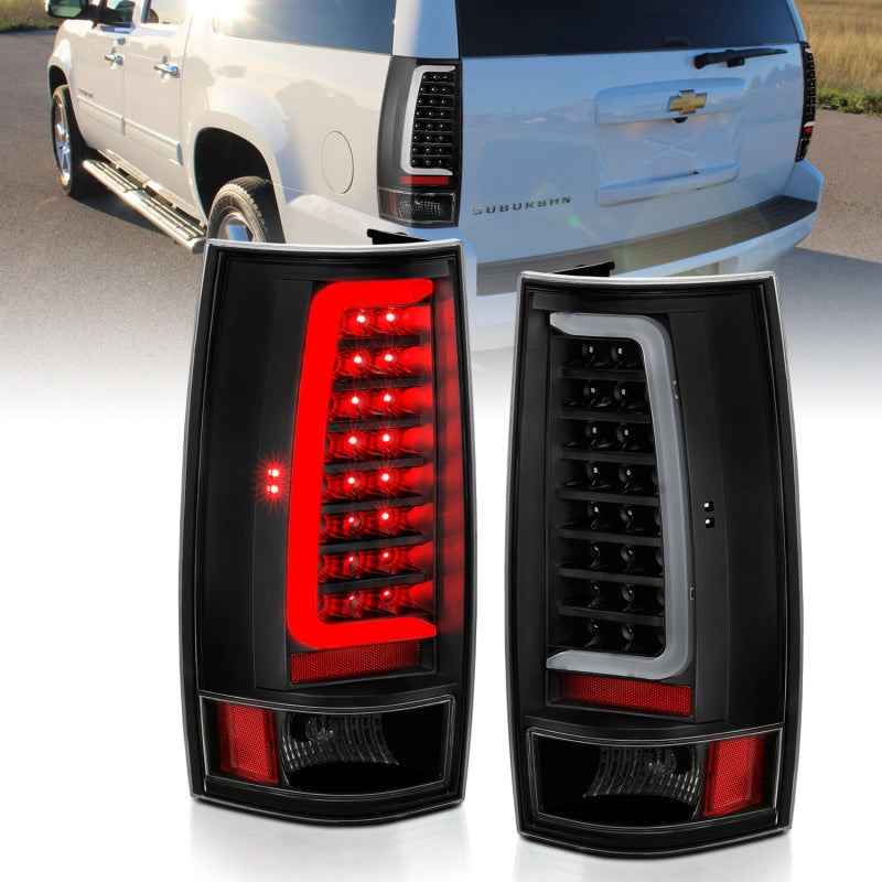 ANZO 2007-2014 Chevy Tahoe LED Taillight Plank Style Black w/Clear - 311321