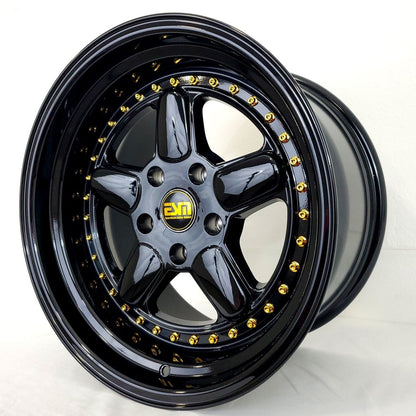 ESM Wheels - ESM005R Gloss Black Gold Rivets 17x10