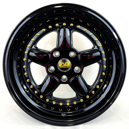 ESM Wheels - ESM005R Gloss Black Gold Rivets 17x8.5