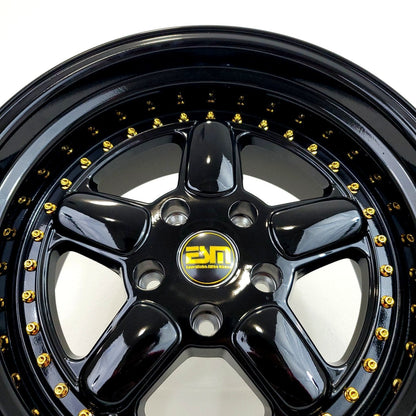 ESM Wheels - ESM005R Gloss Black Gold Rivets 17x10