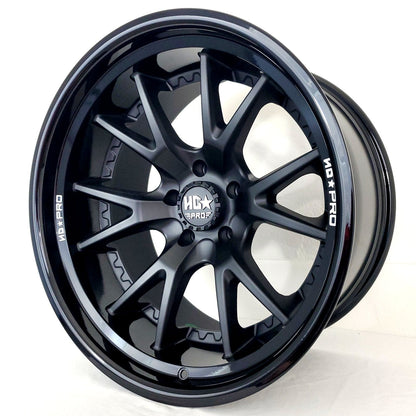 Luxxx Wheels - HDPro1 Satin Black Face Gloss Black Lip 20x11
