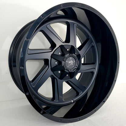 Luxxx Wheels - HD14 Matte Black Face Gloss Black Lip 22x12