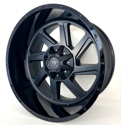 Luxxx Wheels - HD14 Matte Black Face Gloss Black Lip 22x12