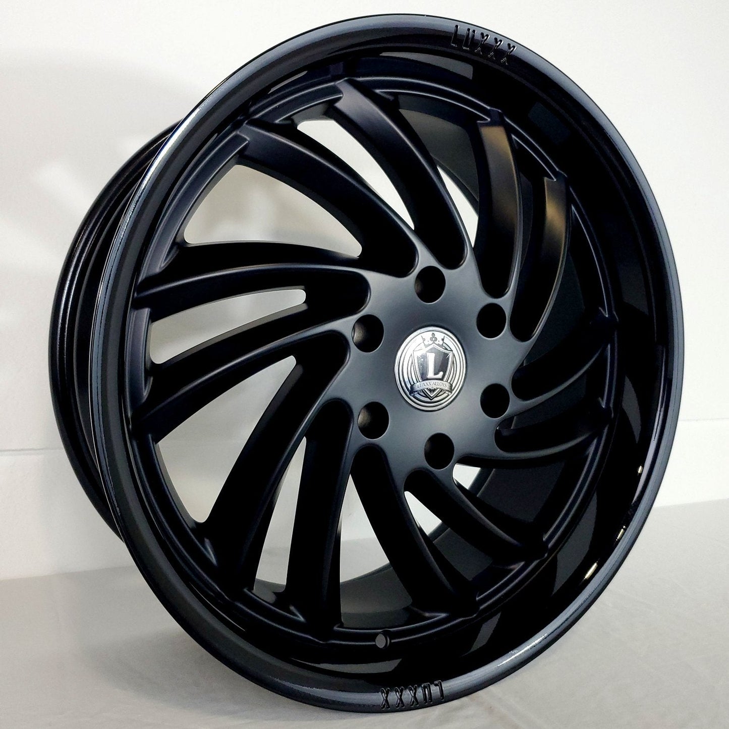 Luxxx Wheels - LUX26 Matte Black Face Gloss Black Lip 20x8.5