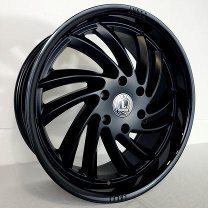 Luxxx Wheels - LUX26 Matte Black Face Gloss Black Lip 20x8.5