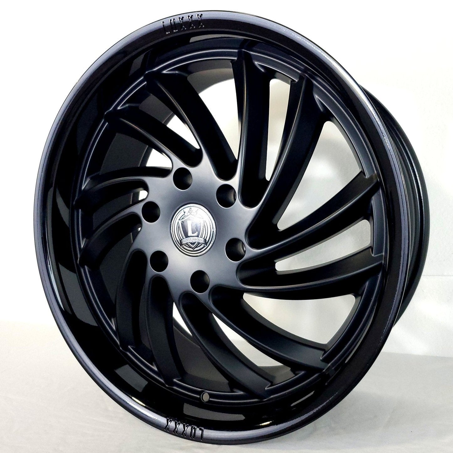 Luxxx Wheels - LUX26 Matte Black Face Gloss Black Lip 20x8.5