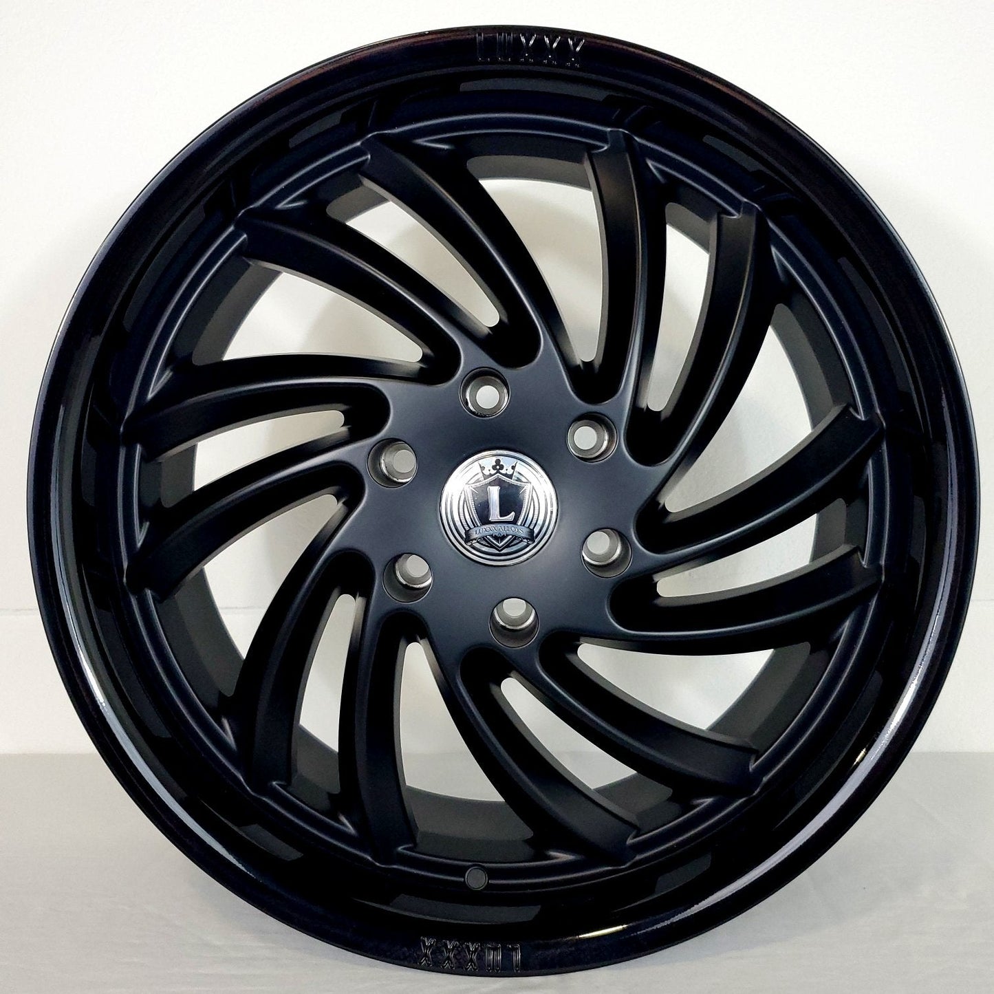 Luxxx Wheels - LUX26 Matte Black Face Gloss Black Lip 20x8.5