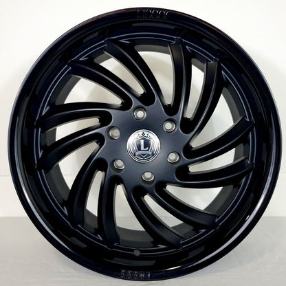 Luxxx Wheels - LUX26 Matte Black Face Gloss Black Lip 20x8.5