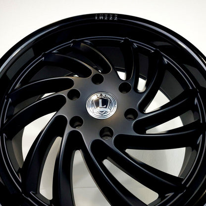 Luxxx Wheels - LUX26 Matte Black Face Gloss Black Lip 20x8.5