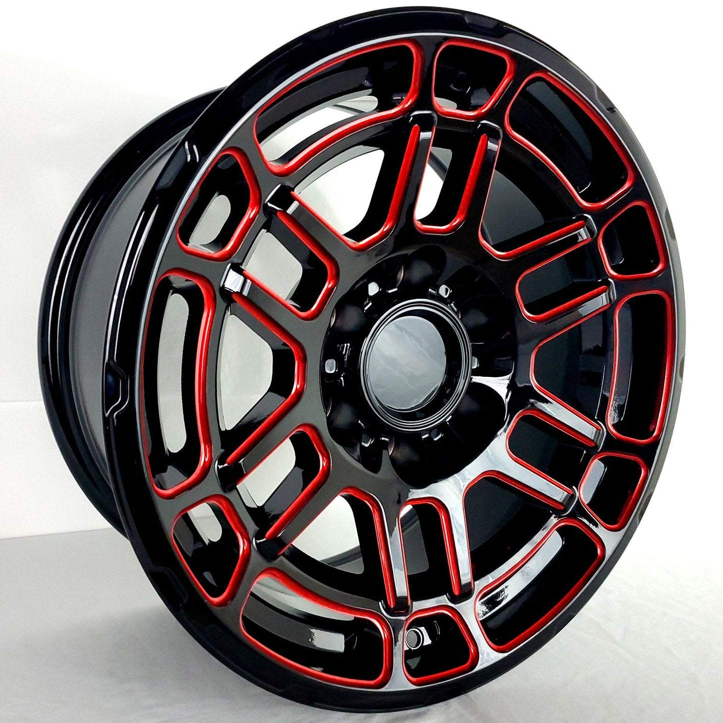 Replica Wheels - F271 Gloss Black Red Milled 17x8.5