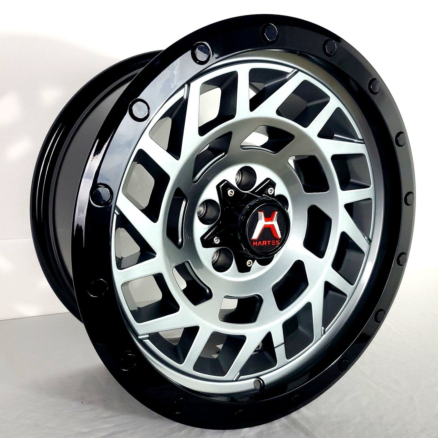 Hartes Metal Wheels - Monster Gunmetal Face Gloss Black Ring 17x8.5