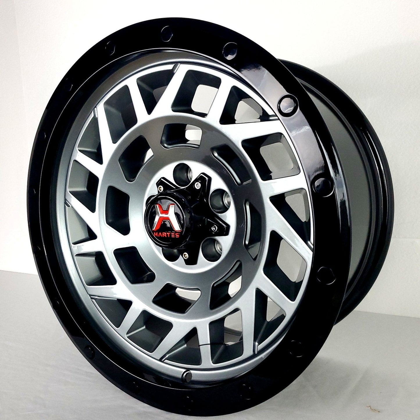 Hartes Metal Wheels - Monster Gunmetal Face Gloss Black Ring 17x8.5