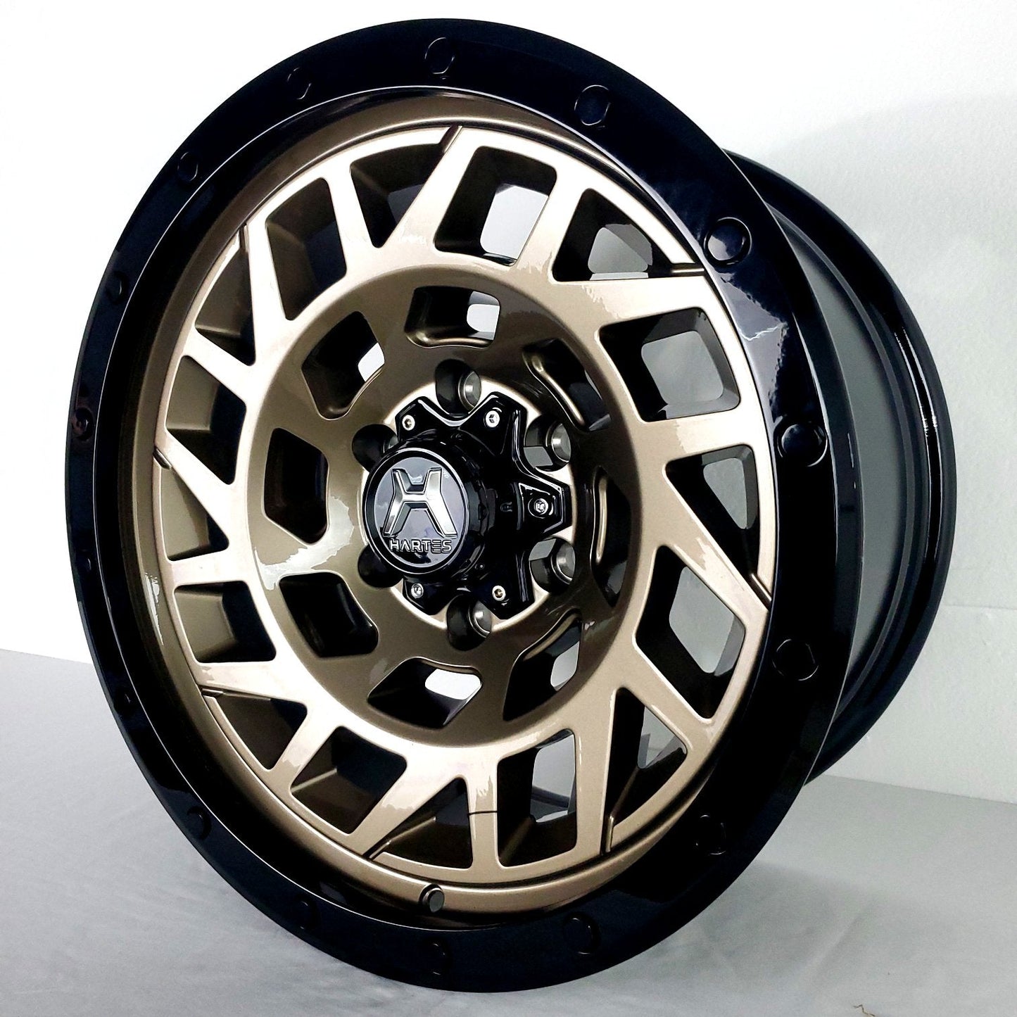 Hartes Metal Wheels - Monster Bronze Face Gloss Black Ring 18x9