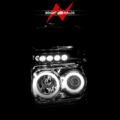 ANZO 2008-2010 Ford F-250 Projector Headlights w/ Halo Chrome (CCFL) - 111167-C-Dub Tech
