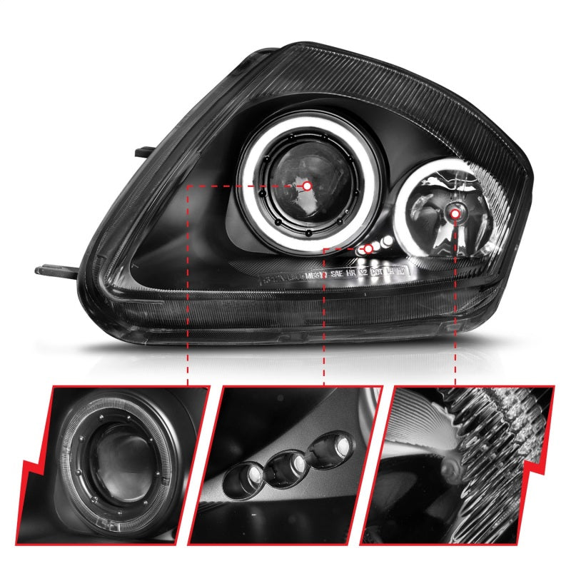 ANZO 2000-2005 Mitsubishi Eclipse Projector Headlights w/ Halo Black - 121332