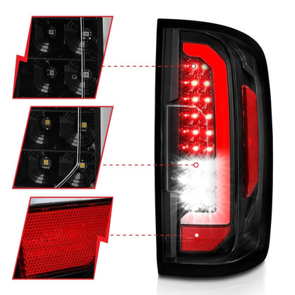 ANZO 15-21 GMC Canyon LED Taillights w/ Light Bar Black - 311402