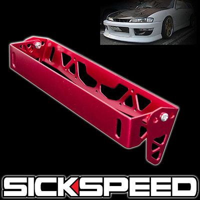 LICENSE PLATE TILT RELOCATION BRACKET FRONT BUMPER BILLET MOUNT HOLDER RED