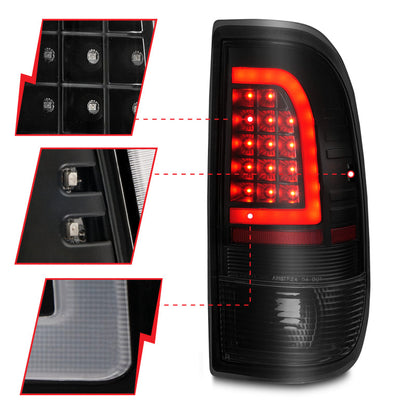 ANZO 1997-2003 Ford F-150 LED Tail Lights w/ Light Bar - 311378