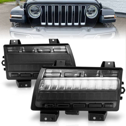 ANZO 2018-2021 Jeep Wrangler LED Side Markers Chrome Housing Smoke - 511087-C-Dub Tech