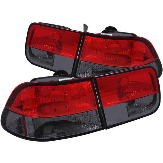 ANZO 1996-2000 Honda Civic Taillights Red/Smoke - 221206