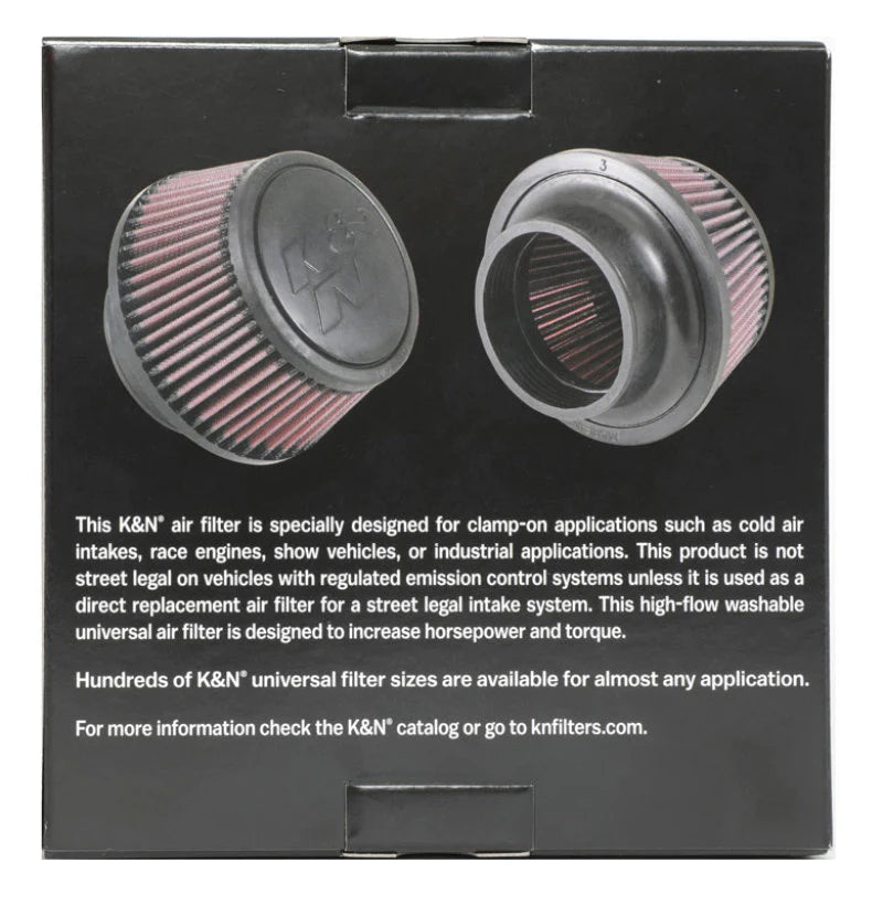 K&N Universal Round Clamp-On Air Filter 3in Flange ID x - RU-5288