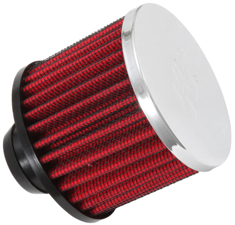 K&N Rubber Base Chrome Top Push-In Crankcase Vent Filter 3in - 62-1490
