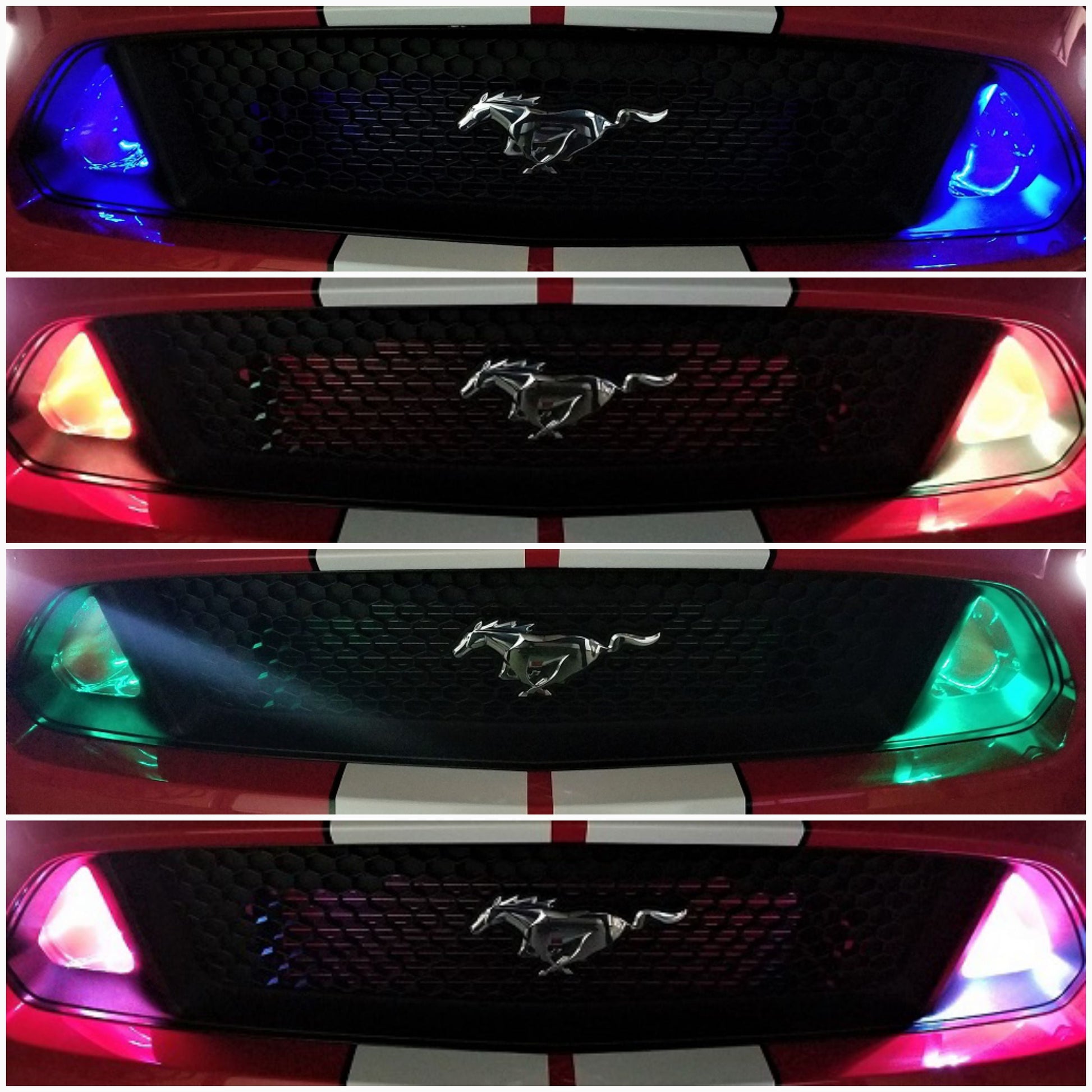 2015-2017 Ford Mustang Dual BIG MOUTH Ram Air Intake Snorkels - LED Lit Version-C-Dub Tech