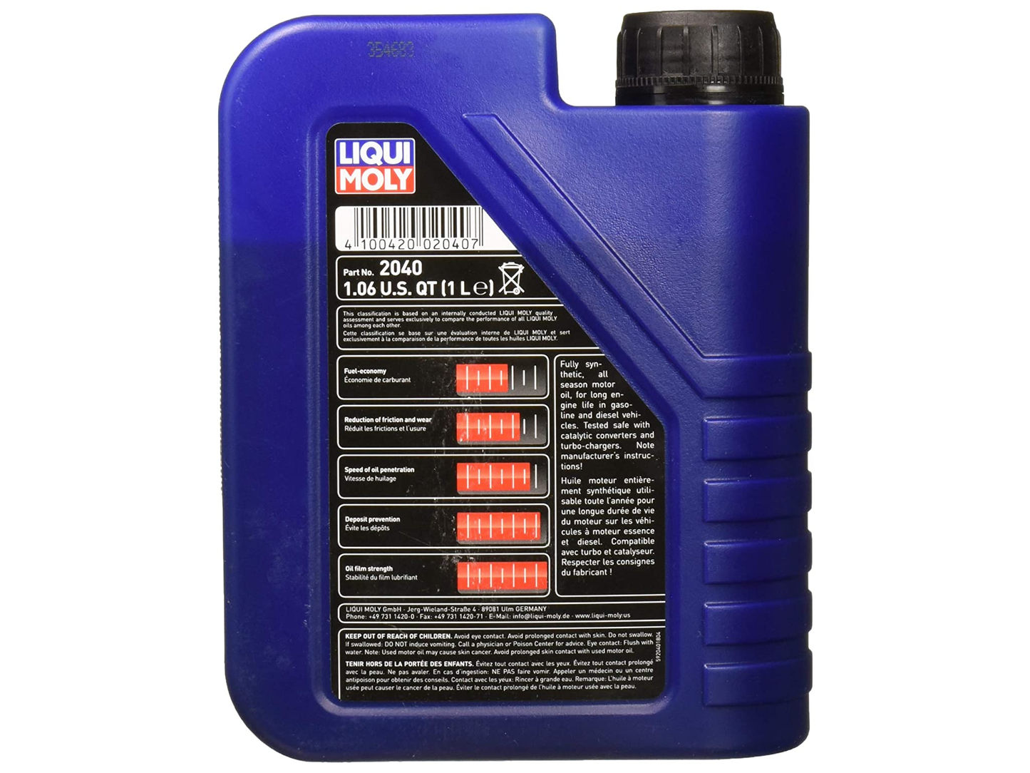 Liqui Moly Full Synthetic Synthoil Premium 5W-40 Motor Oil - Case of 12, 1 Liter
