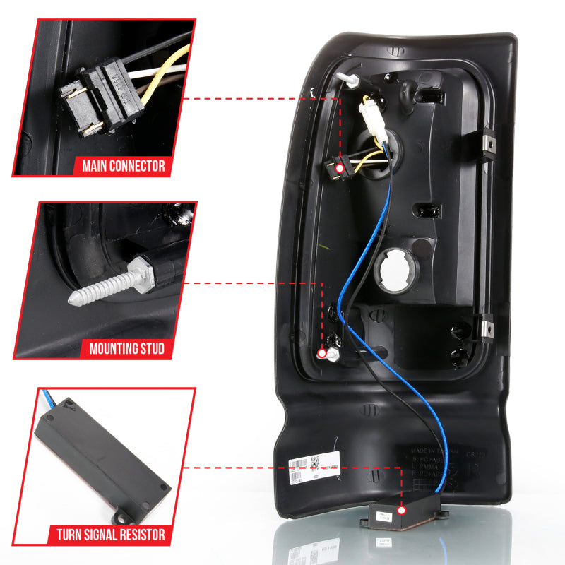 ANZO 1994-2001 Dodge Ram 1500 LED Taillights Plank Style Black - 311340-C-Dub Tech