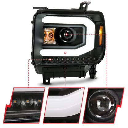 ANZO GMC SIERRA 1500 14-15 2500H/15-19 Projector Headlight Plank Style - 111487